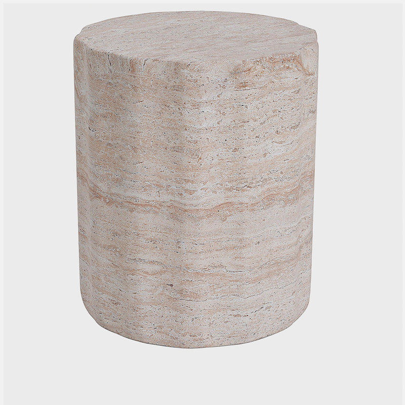 Table d'appoint d'extérieur / d'intérieur en béton léger, finition travertin