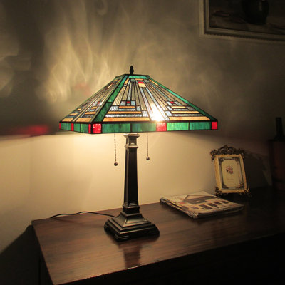 Lampe de table à 2 lumières en bronze noirâtre de style Tiffany INNES Foundry Select