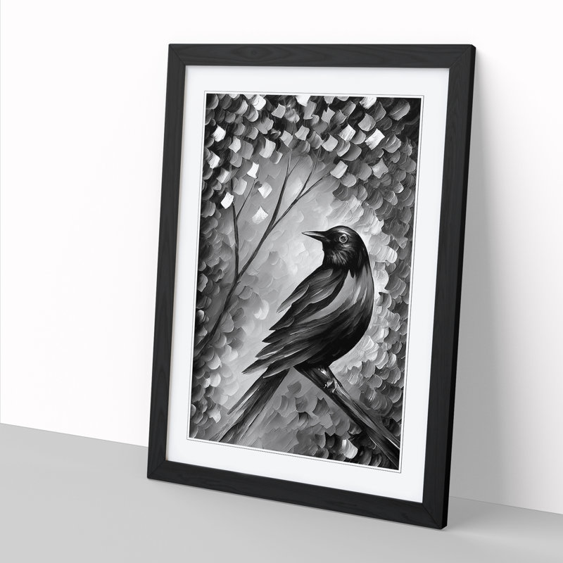Lenton Magpie Bird Painted Vol.1 - Picture Frame Print, Oak, 64cm H x 46cm W