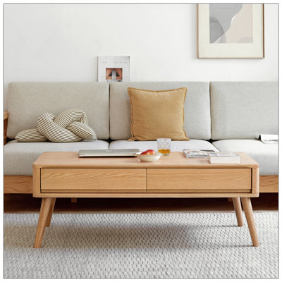 Elevating Center Table Low Table 100% Solid Oak Wood Top Plate Desk Coffee Table Study Desk Work From Home Easy To Assemble Natural Color Wood With St