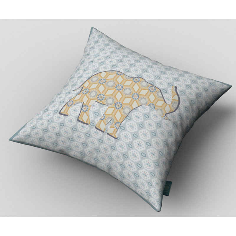 Faux Suede Reversible Throw Pillow, 16"x16", Yellow/Light Blue