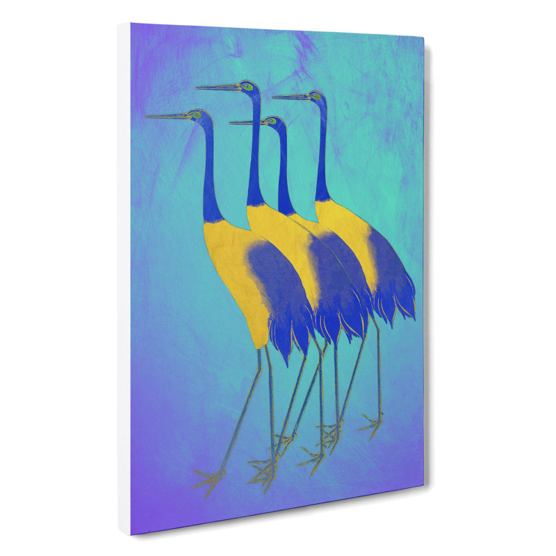 Golden Cranes - Wrapped Canvas, 91cm H x 60cm W x 3cm D