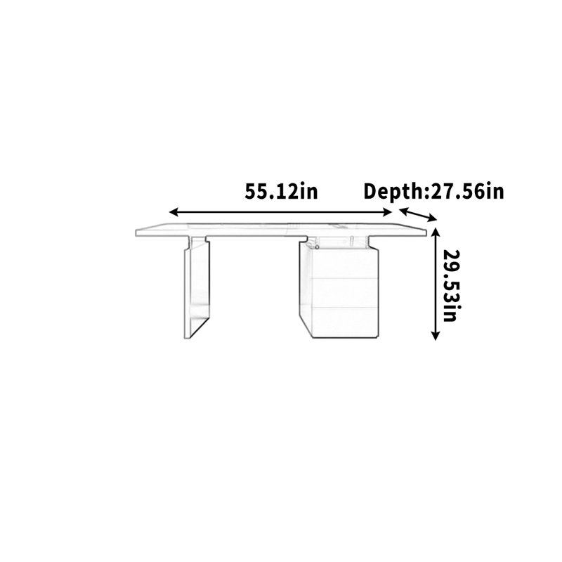 Bureau en bois massif avec tiroirs, H 29,53 po x l 55,12 po x P 27,56 po