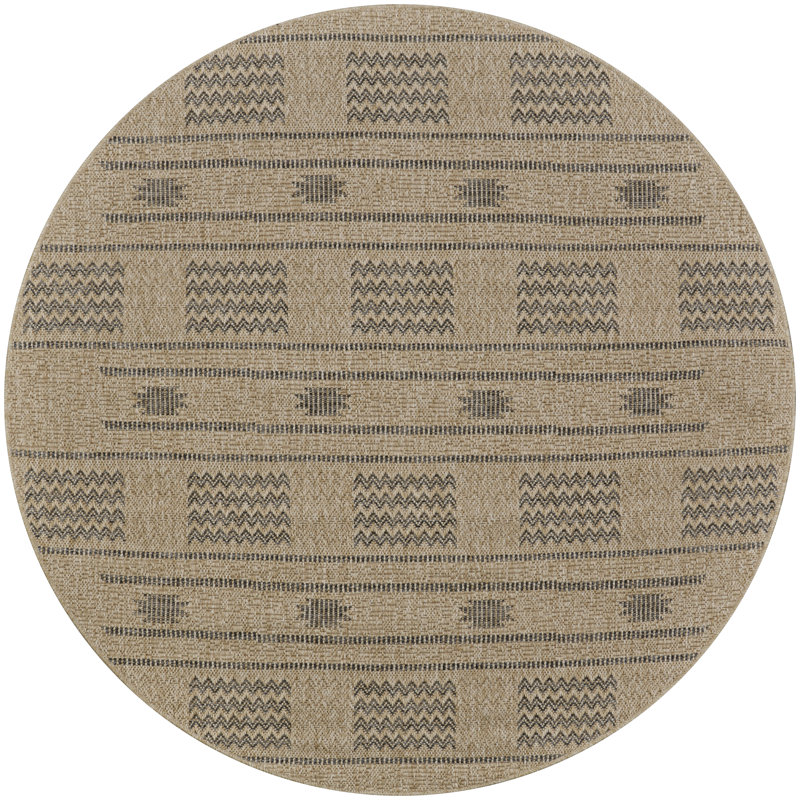 Tapis intérieur / extérieur gris anthracite Joleigha, Rond 7 pi 10 po