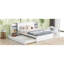 Grand lit plateforme avec tablettes coulissantes et lit gigogne simple TG en blanc - bois massif pour plus de durabilité, de grande taille et de construction