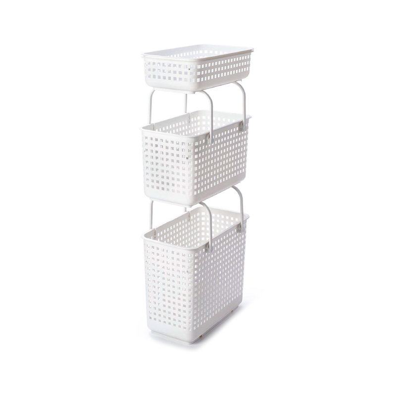 Panier de rangement en plastique blanc Like-it, Blanc, H 10,63 po x l 10,9 po x P 17,91 po