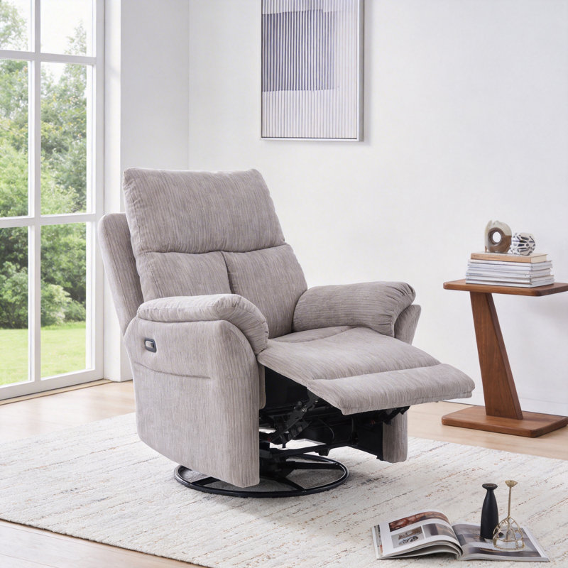 Fauteuil inclinable à bascule pivotant à 360 ° Beige, Beige