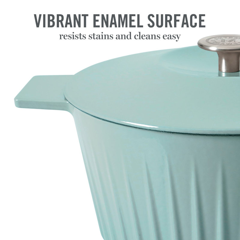 Blue Enameled Cast Iron 3-Quart Ribbed Dutch Oven