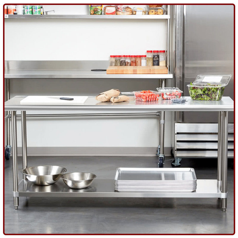 FDW Modern Stainless Steel Work Table 60'' L x 24'' W x 35'' H, Commercial Prep Table Workstation for Kitchen, Restaurant, Garage and Utility Use