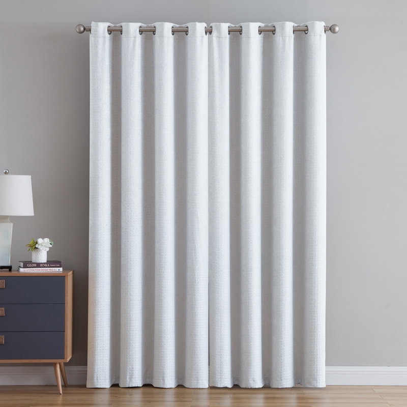 Bethany Basketweave Grommet Curtain Panel, 55" W x 90" L, White