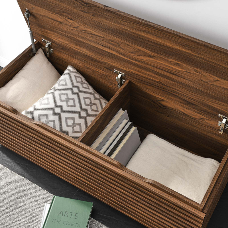 Crawley 47" Wood Grain Storage Bench, Walnut