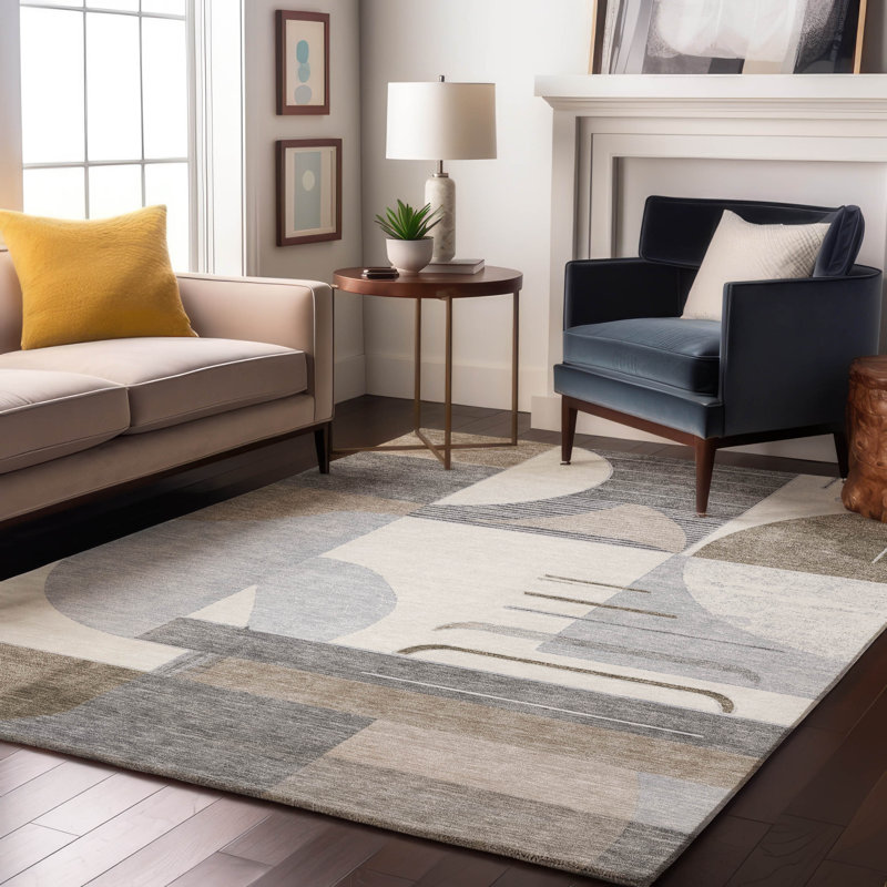 Premium Machine Washable Mehara AMF1694 Geometric Rug, Rectangle 9' x 12'