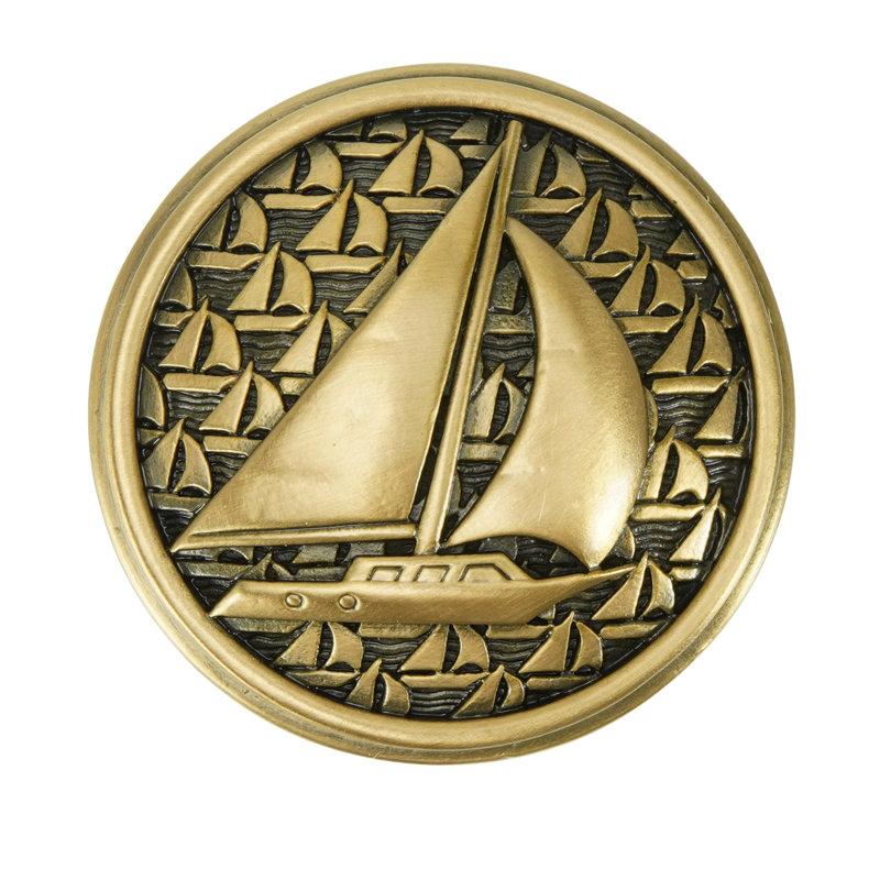YACHT CLUB SAILBOAT KNOB, Museum Gold