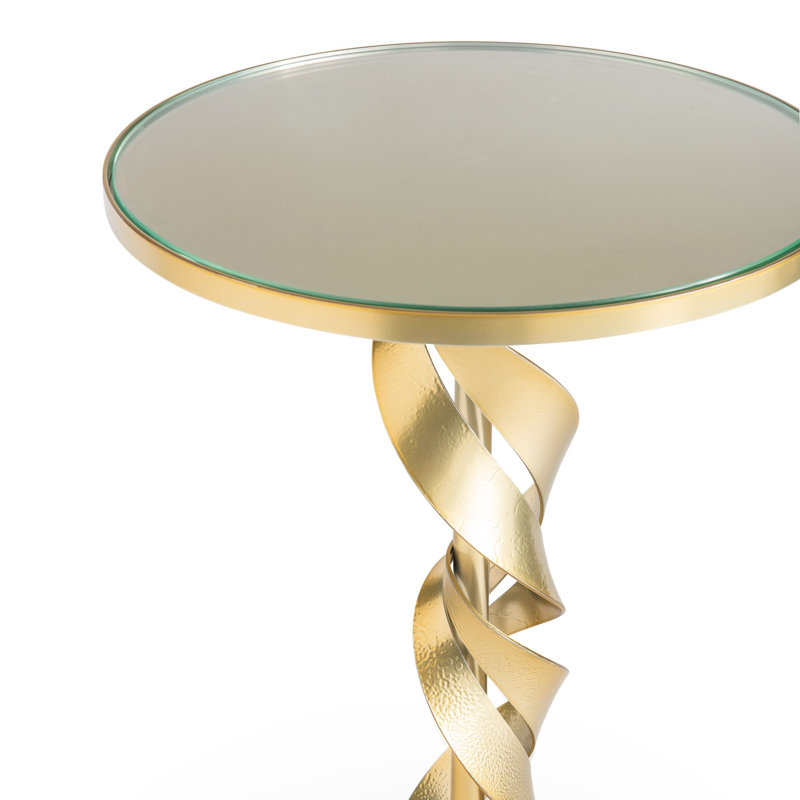 Folio Glass Top Accent Table, Modern Brass