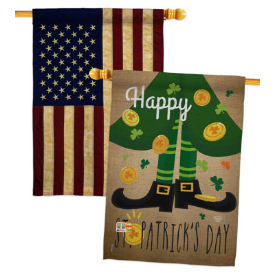 Happy St Patrick's Day Leprechaun Shoe 2-Sided Polyester 3'3 x 2'3 ft. House Flag -  Ornament Collection, OC-SA-HP-192023-IP-BOAA-D-US17-OC
