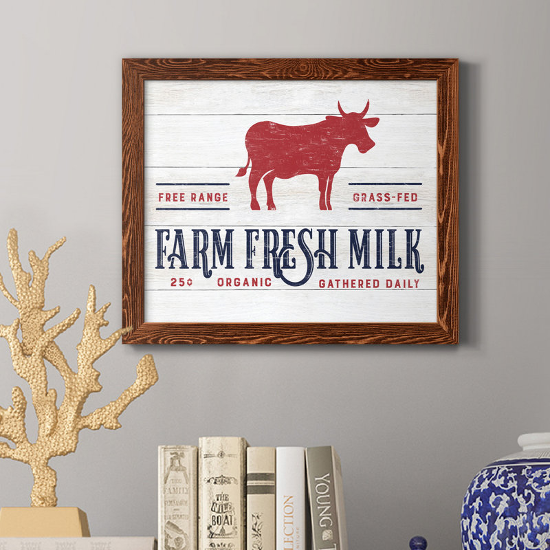«Farm Fresh Milk», reproduction d'art textuel sur toile, H 24 po x l 18 po x P 1,5 po, Érable