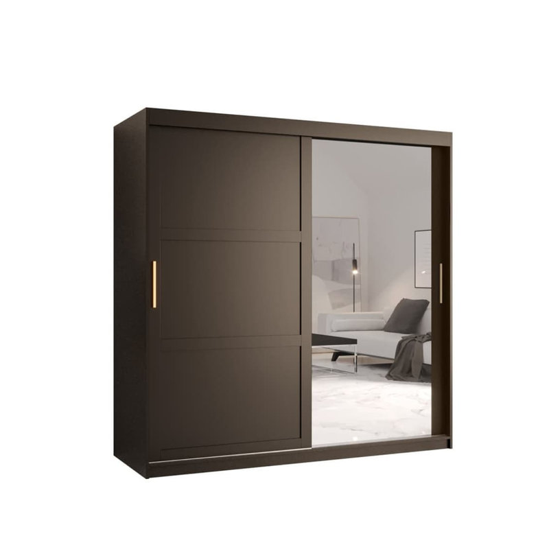 Ashwanth Manufactured Wood Wardrobe, 200cm H x 180cm W x 62cm D, Black