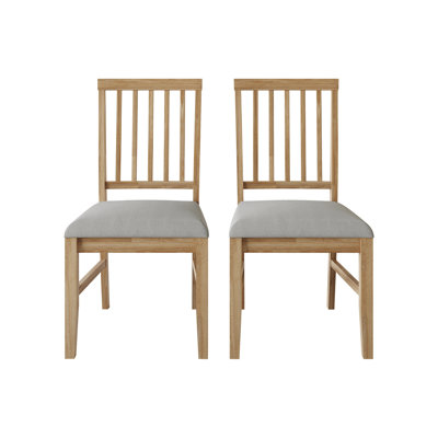 Wooden Dining Chair With Warm Grey Cover