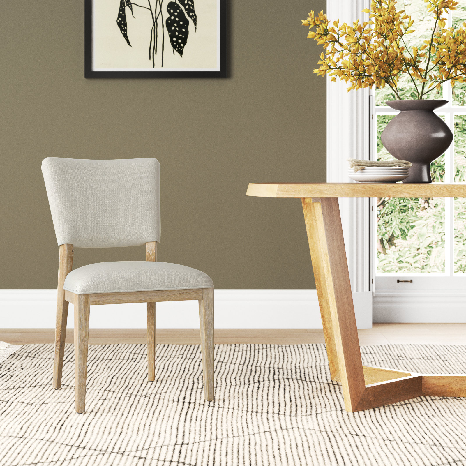 Dian Cotton Blend Side Chair in White/Natural
