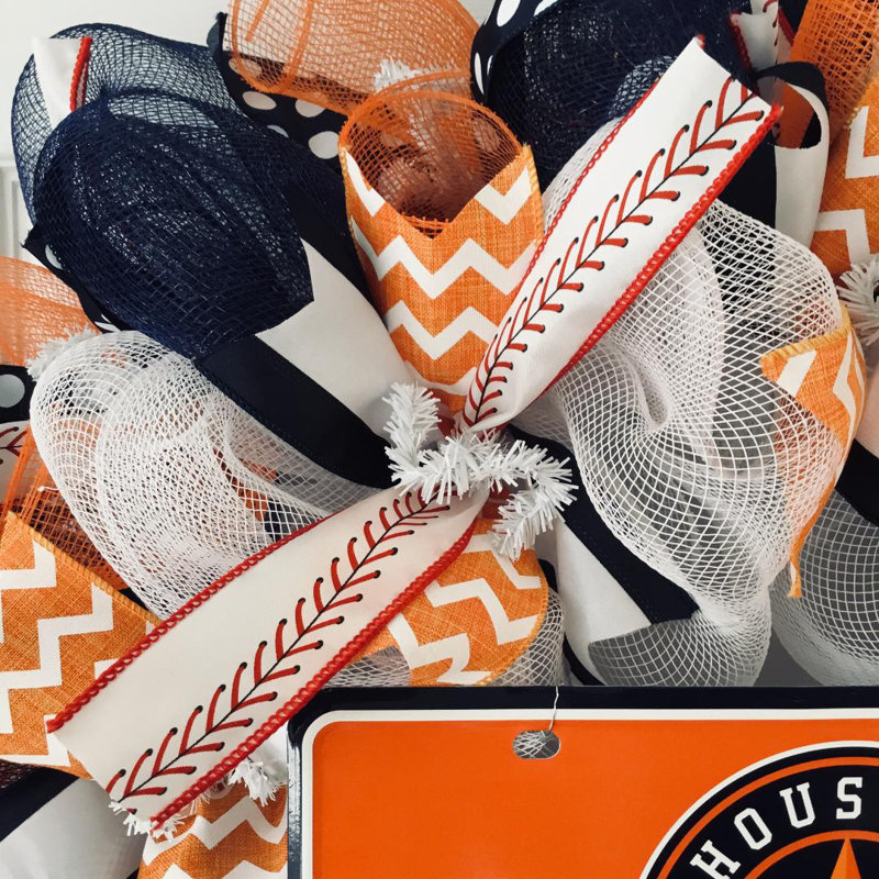 Couronne de baseball en maille intérieure / extérieure faite à la main, Houston Astros