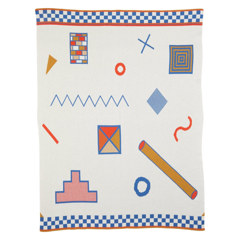 Shapes Throw Blanket, Primary, Organic Cotton