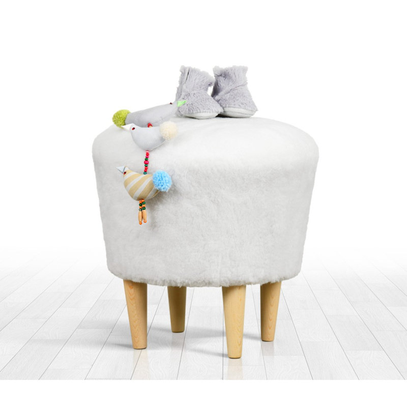 Repose-pieds rond 16,5 po Achicam, 100 % polyester blanc