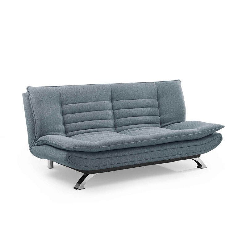 Bridglal 196.1Cm Wide Tight Back Convertible Sofa, Light Blue Polyester Blend