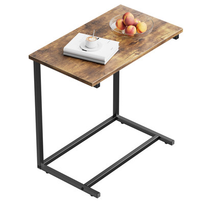 Gilsum Wood C Table End Table with Metal Base for Sofa, Bed Side