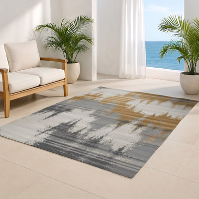 Watercolor Gray Indoor and Outdoor Area Rug