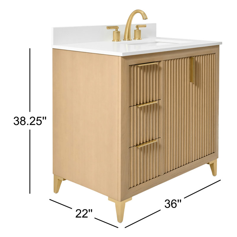Turlington Freestanding Standard Bathroom Vanity with Top, Oak, 36"