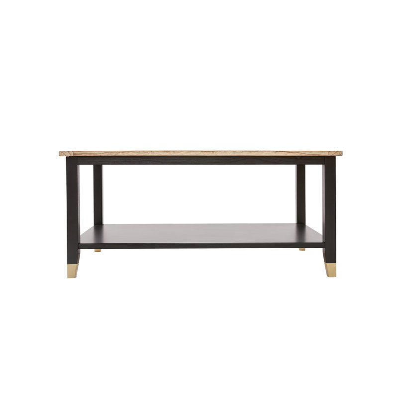 Athina Frame Coffee Table with Storage, Black, Natural