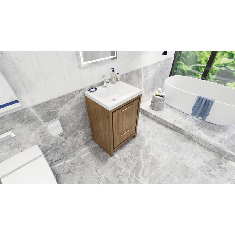 Ensemble de meuble-lavabo simple 24 po Alsadig, Chêne naturel