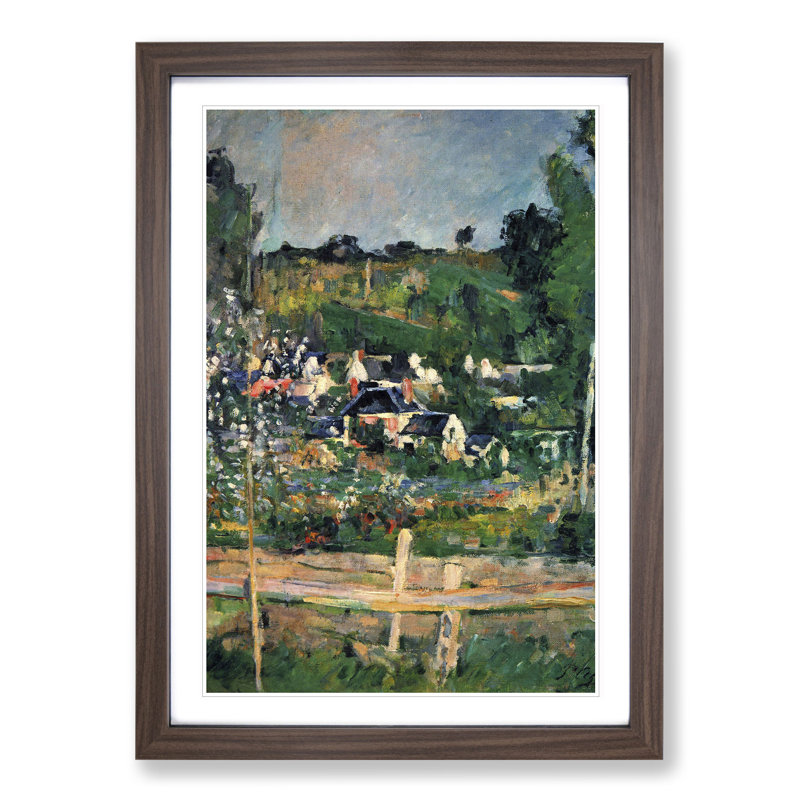 A View of Auvers by Paul Cezanne - Picture Frame Painting, 48cm H x 36cm W x 2cm D, Walnut Framed