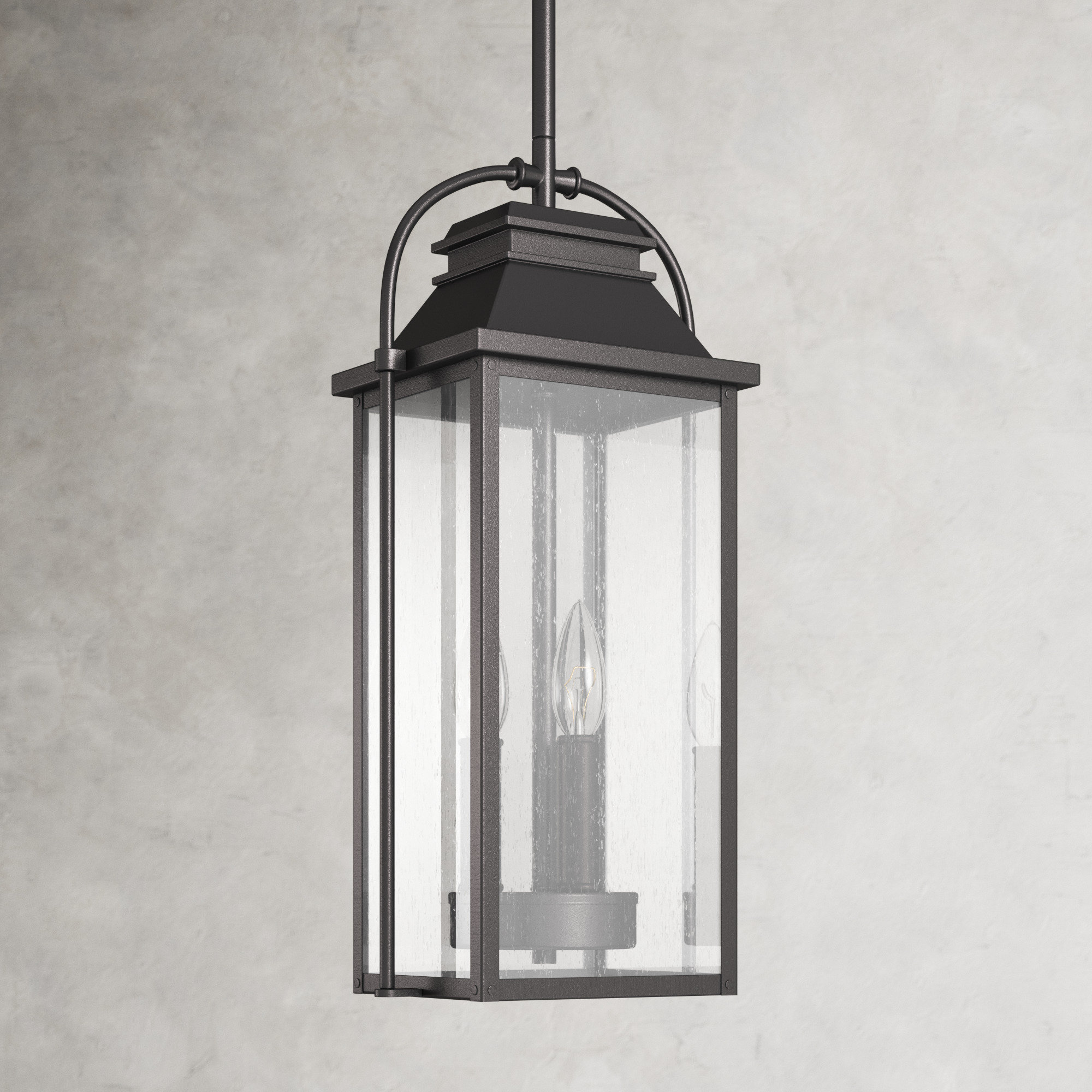Newson Transparent Outdoor Metal Hanging Lantern, Antique Bronze