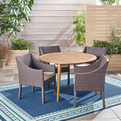 Ensemble repas d'extérieur avec coussins 5 pièces Gustel