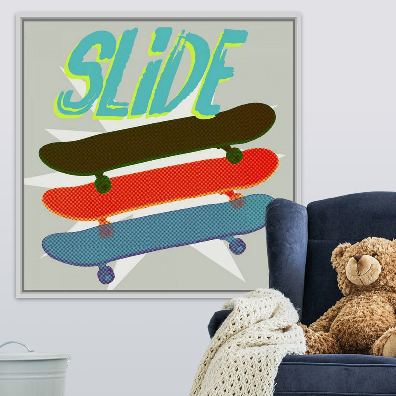 Art sur toile sk8r ii Sieber, H 30 po x l 30 po x P 1,75 po, Cadre flottant blanc