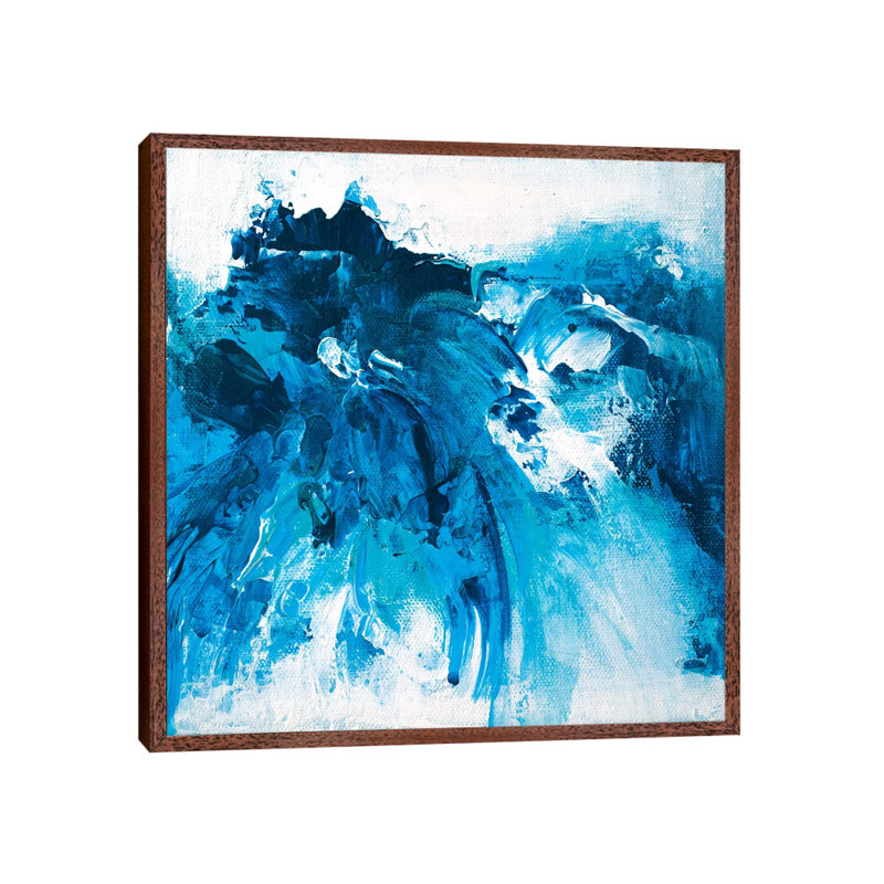 Tangled Blue No.7 by Jude Remedios - Painting on Canvas, 93.98cm H x 93.98cm W x 3.81cm D, Classic Brown Wood Framed