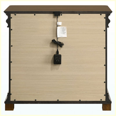 Table de chevet 2 tiroirs en cerisier brun, table de chevet traditionnelle en bois avec rangement pour la chambre à coucher
