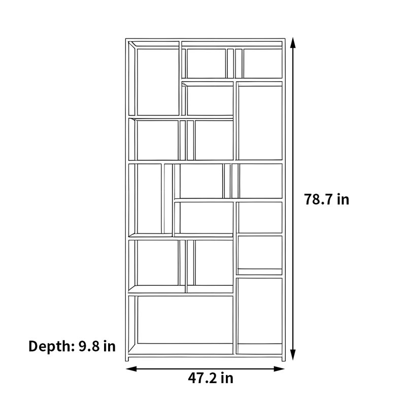 Burwinda, Black, (8 Shelves) 78.7" H x 47.2" W x 9.8" D