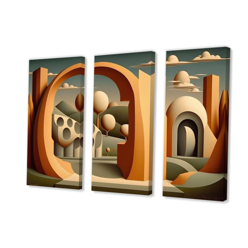 Gibson - Ensemble de décorations murales paysage abstrait, H 32 po x l 48 po x P 1 po