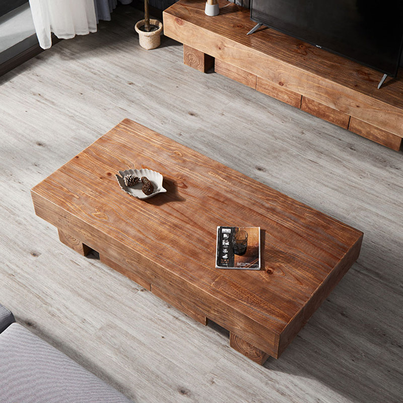 Log style simple coffee table, 15.74" H x 55.11" L x 29.52" W