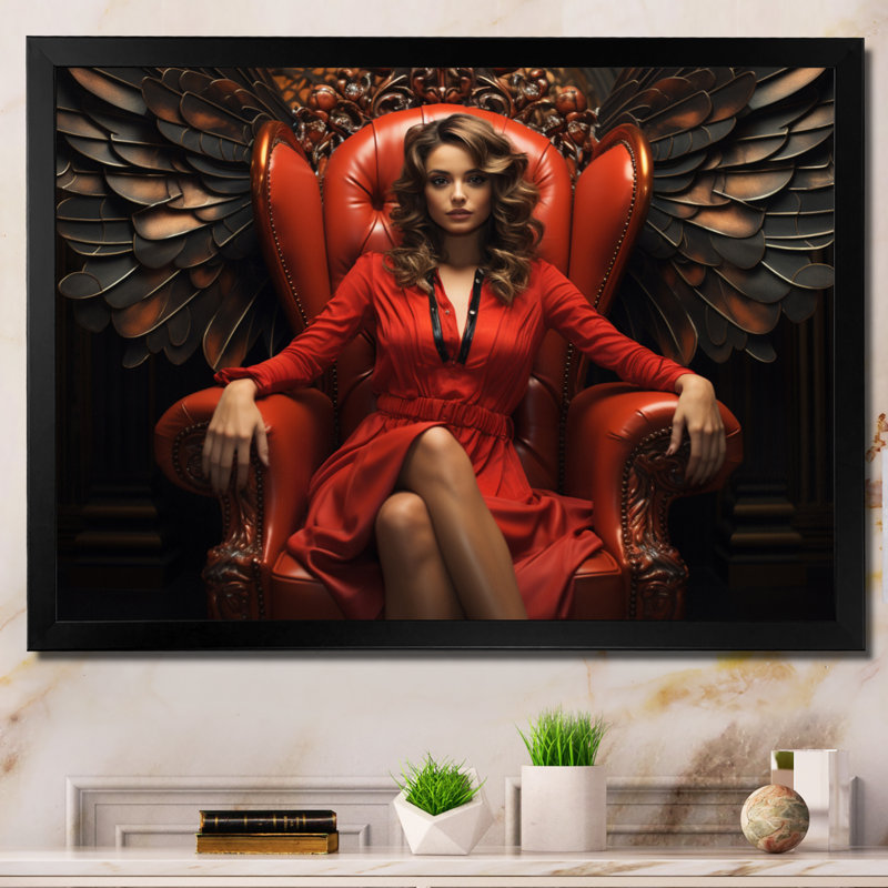 «Red Queen of Angel II» sur toile, H 16 po x l 32 po x P 1 po, Cadre photo noir