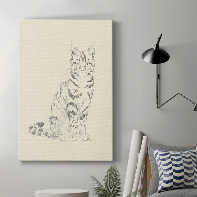 Toile tendue avec châssis House Cat IV - prête à être accrochée, H 60 po x l 40 po x P 1 po