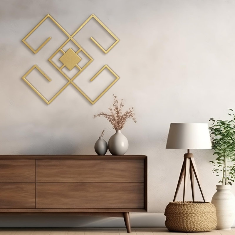 Décoration murale en métal, H 18 po x l 18 po x P 0,05 po, Or