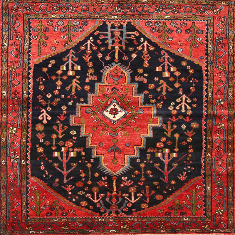 Tapis rouge à motif sud-ouest, Rond 8 pi