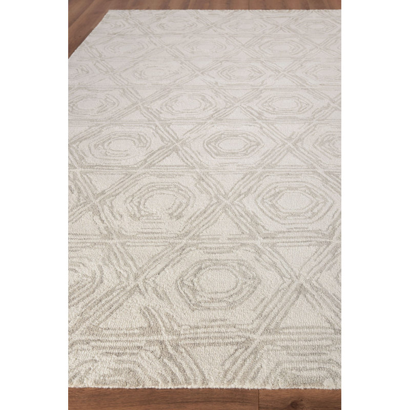 Caprice Wool Geometric Area Rug, Rectangle 6' x 9', Ivory/Silver