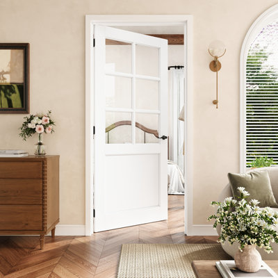 Porte pré-suspendue en verre transparent 32 po x 80 po avec charnières noires 32 po x 80 po, plaque de porte en verre transparent avec cadre, porte intérieure comme porte de garde-manger, porte de chambre à coucher, porte de buanderie, portes de placard, portes de pièce, main gauche