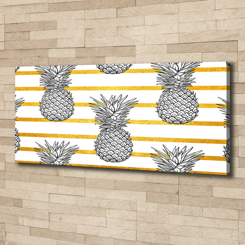 Pineapples Stripes - Print, Canvas, 50cm H x 125cm W x 2cm D