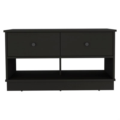 Rectangle 2-Shelf 2-Drawer Storage Bench