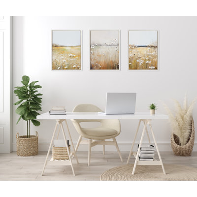 «Traditional Painterly Summer Meadows» par The Creative Bunch Studio, ensemble d'art mural sur toile encadrée